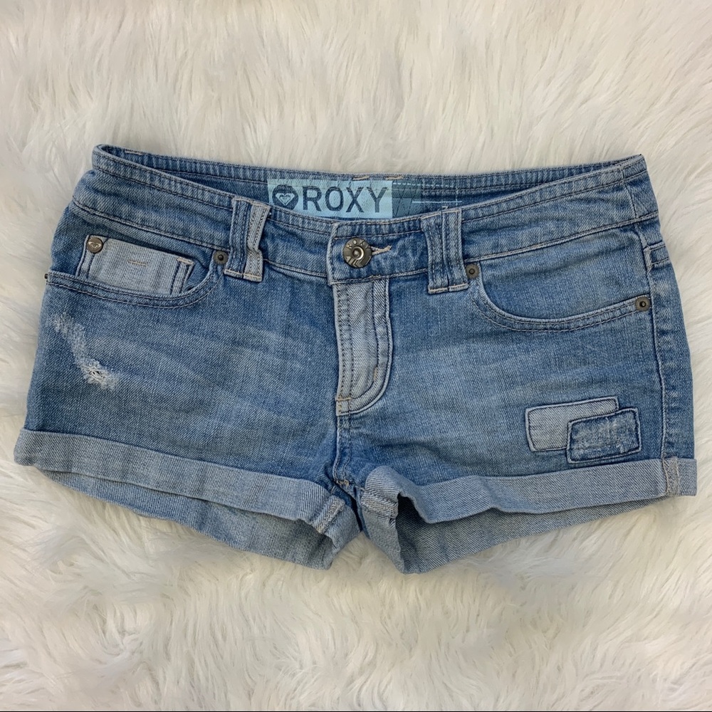 Roxy Patchwork Distressed Denim Shorts 7